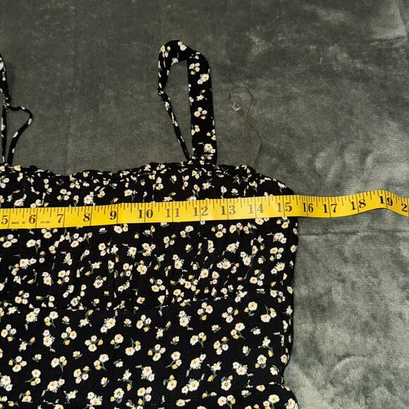 Y2K Trixxi Mini Women's Large Black Daisy Floral Milk Maid Dress Sleeveless - Picture 5 of 7